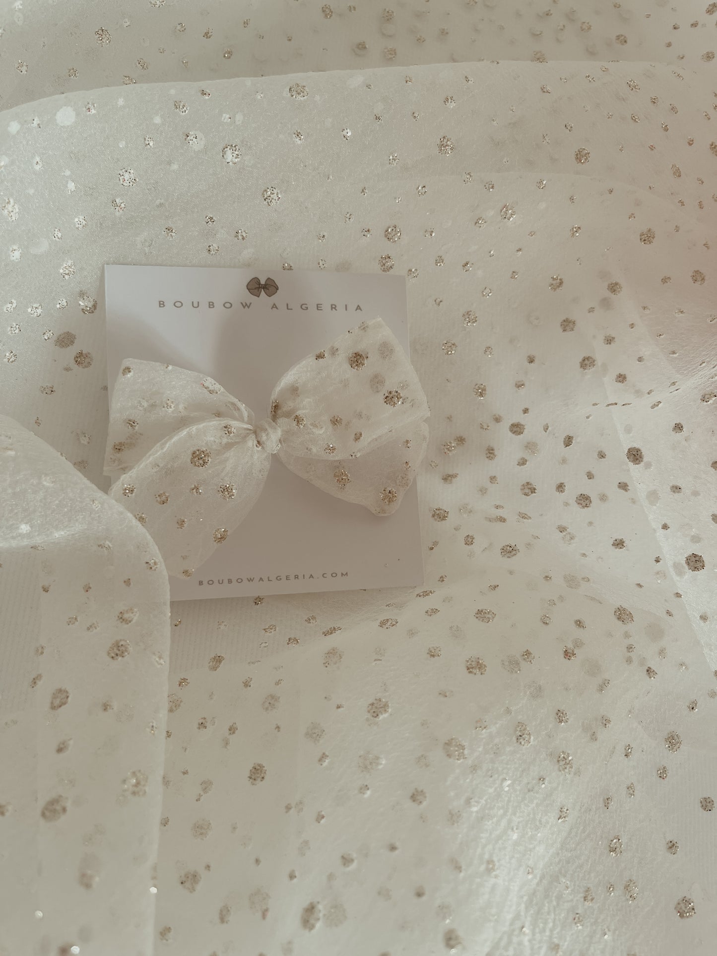 Glitter Tulle Bow | White