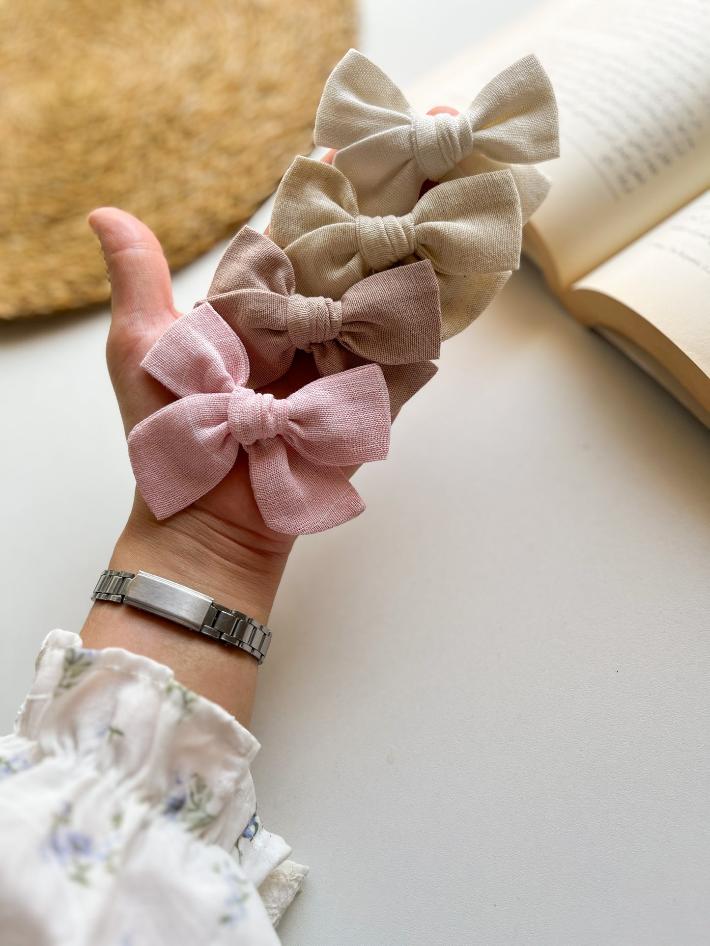 Linen Classic Bow | Baby Pink