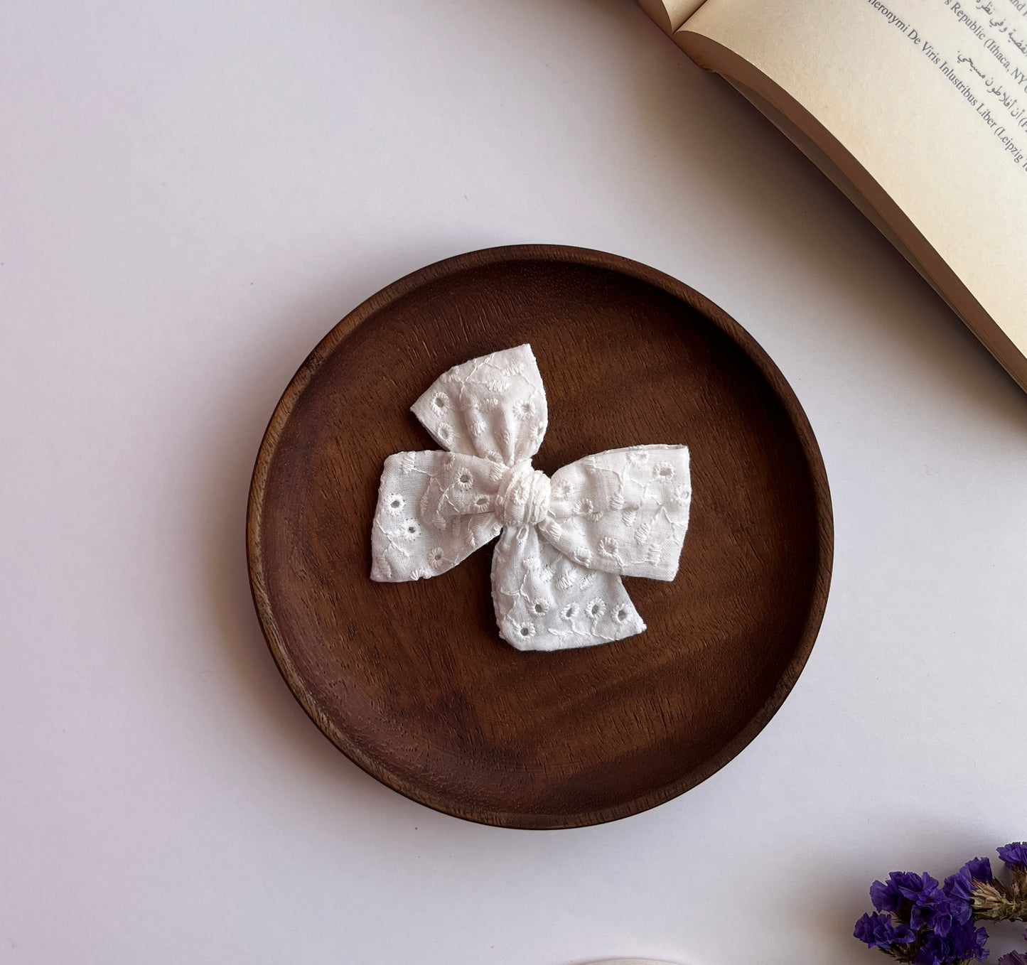 Embroidery Classic Bow| Pure White