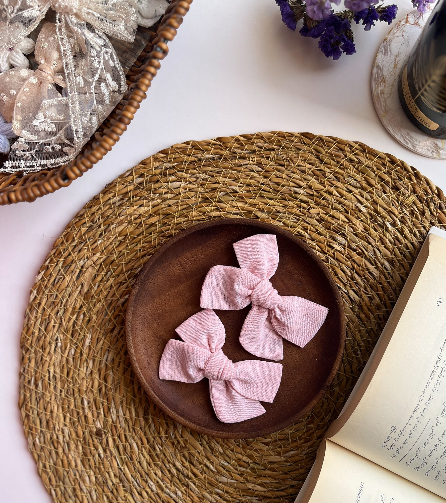 Linen Classic Bow | Baby Pink