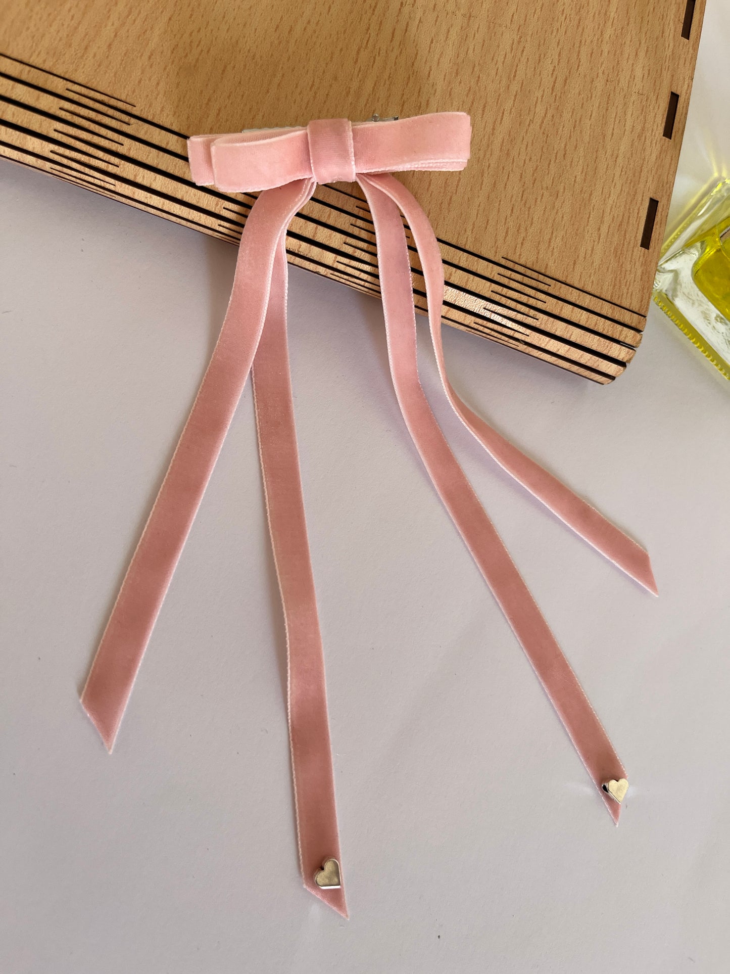 Longtail velvet Bow | BABY PINK