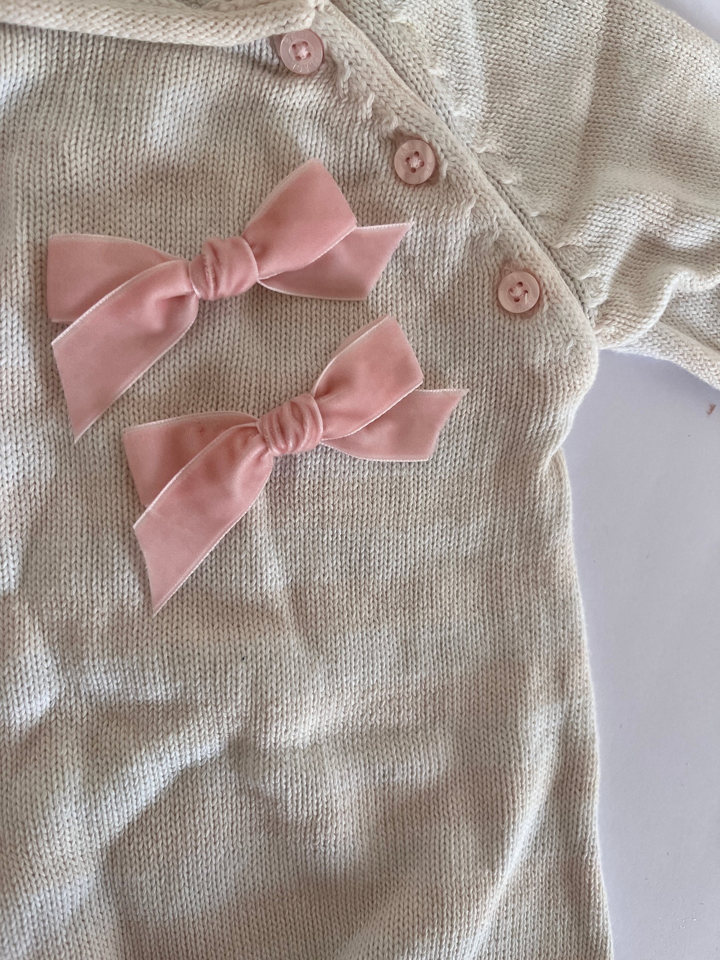 Velvet Ribbon Bow | Baby Pink