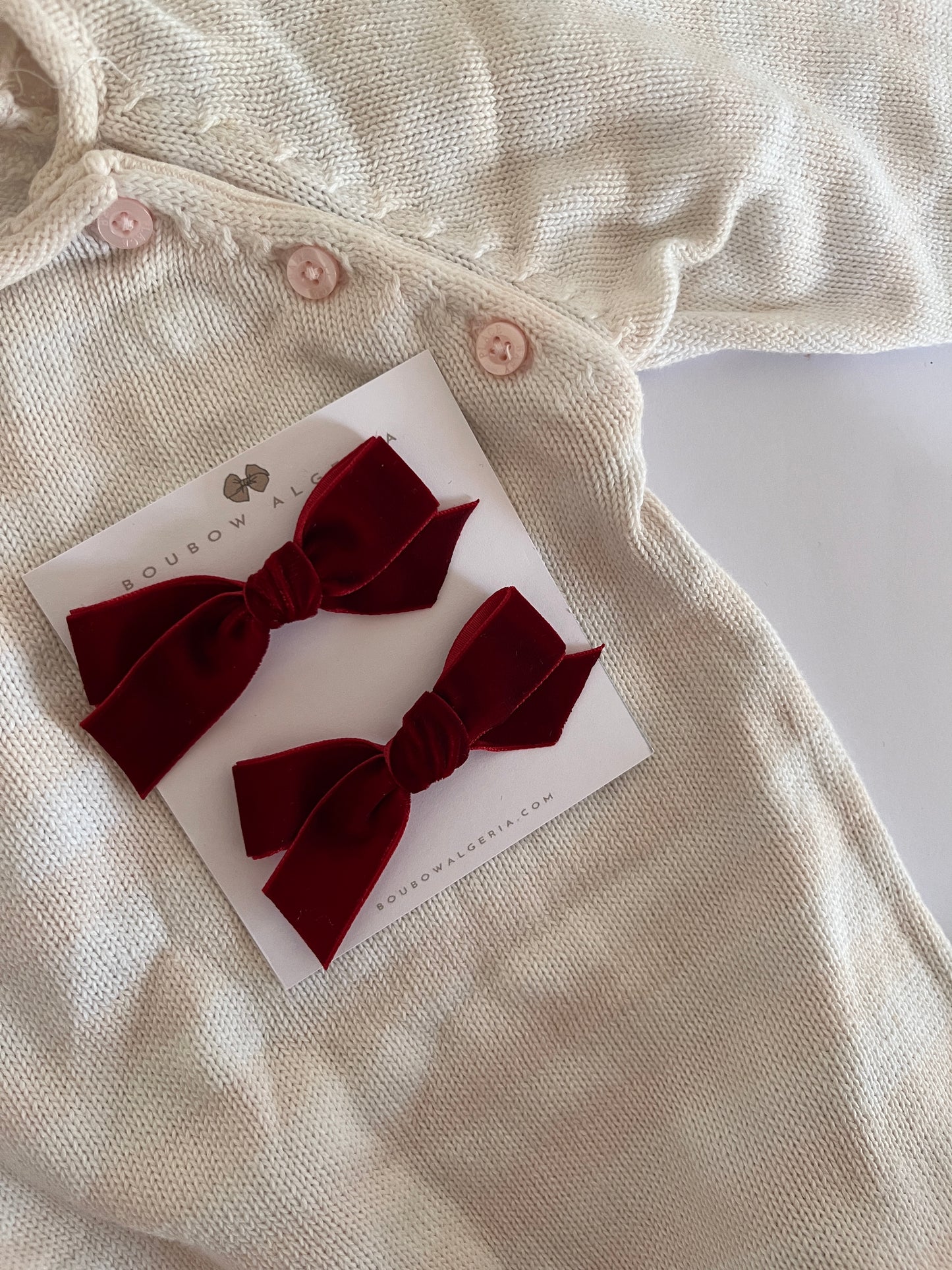 Velvet Ribbon Bow | DARK RED