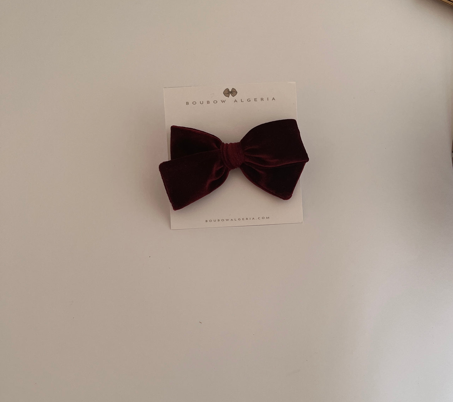 Velvet Classic Bow | DARK RED