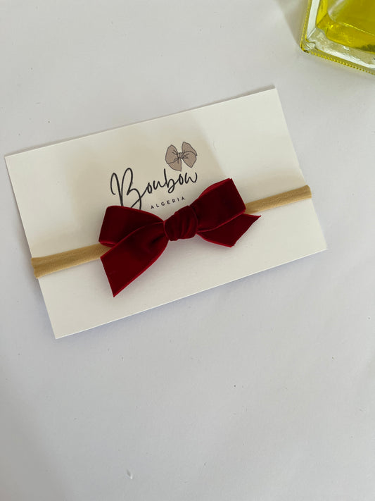 Velvet Ribbon Headband | DARK RED