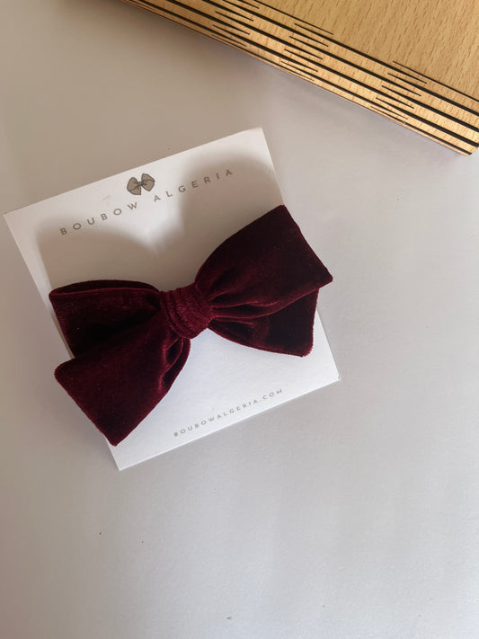 Velvet Classic Bow | DARK RED